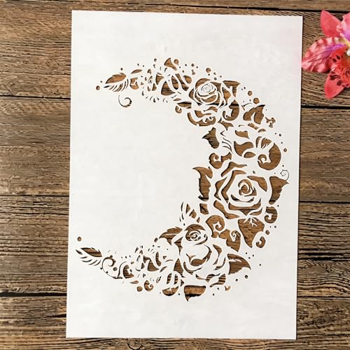 TIAMECH A4 Reusable Moon Flower Stencil for Painting - style: Moon Flower