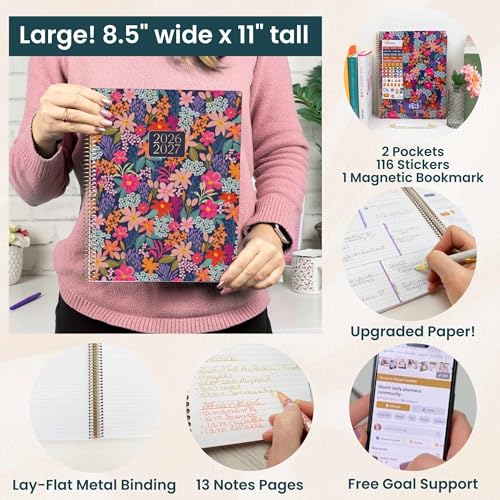 bloom daily planners 2026-2027 Planner (8.5” x 11") 13 Month Academic Year Organizer (July 2026 - July 2027) - Weekly & Monthly Agenda Book with Stickers & Tabs - Floral Fiesta - color: Floral Fiesta 2026-27, size: 8.5" x 11"