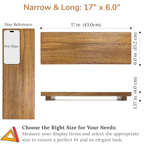 Narrow 17" Acacia Wood Riser Pedestal Stand for Kitchen Counter - size: Narrow:17"x6"