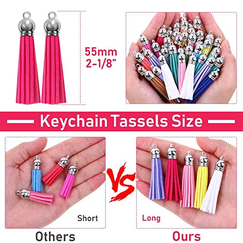 PAXCOO Tassels Charms for Jewelry Making, Keychain Tassels Bulk for Crafts, Leather Key Chain Tassel Charms - size: 1 1/2 inch
