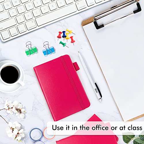 feela 3 Pack Pocket Small Notebook Journals, Mini Cute Memo Notepad Hardcover College Ruled Lined Journals with Pen Holder for Women Girls Office School, with 3 Black Pens, 3.5”x 5.5”, A6, Berry - color: A6 3 Berry