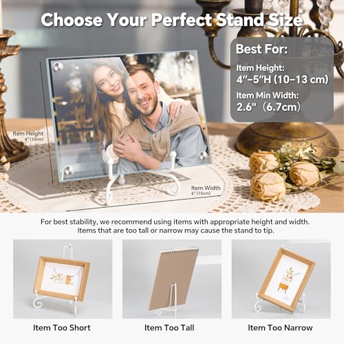 Artliving 4 Inch White Iron Small Plate Stand Holder, Picture Easel, Display Stand for Cookie, Photo,Placecard or at Weddings, Birthday Party(2 Pack) - size: 4 inch(2 pack)