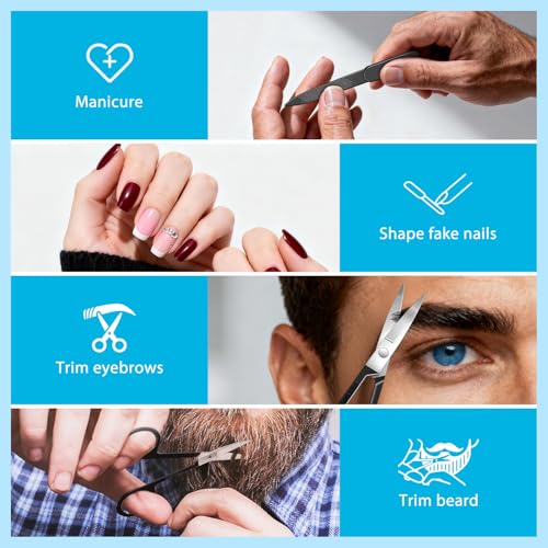 MORGLES Tweezers Set for Men 9 Pcs Nail Clipper Kit with Case for Grooming - color: B-black