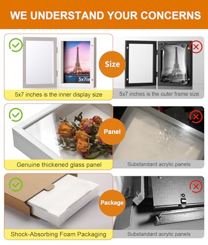 5x7 White Deep Shadow Box Picture Frame with HD Clear Glass - color: White, size: 5x7