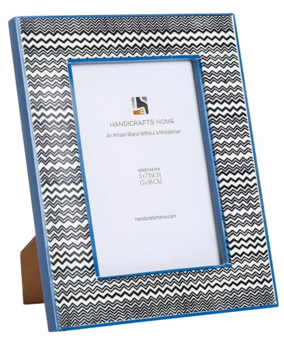 Handicrafts Home Resin Inlay Black & White Picture Frame Modern Decor, 5x7 - color: RHYTHM-WAVES, size: 5X7
