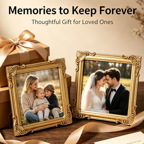 Magnetic Picture Frames for Refrigerator, Mini Gold Frames Set of 2 - color: Golden F