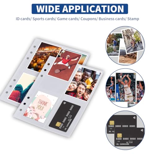 640 Pockets 6 Ring A5 Binder Sleeves, JIQEZNL Premium 4 Pocket Card Binder Sleeves, 2.5x3.5 Double Side A5 Inserts for 6 Ring Binder, A5 Small Plastic Sleeves for Trading, Baseball Card, Photocard - size: 80 Sheets | Clear