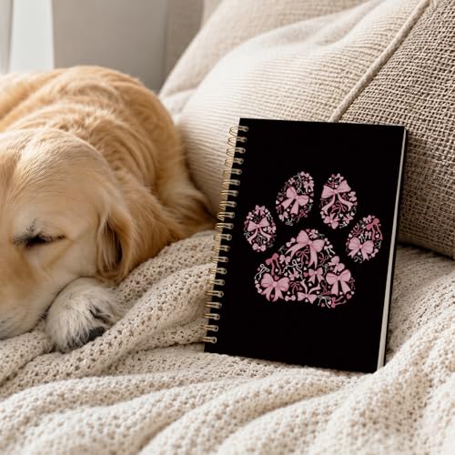 VONTP Coquette Pink Bow Dog Spiral Notebook, 5.5x8.3 Inch - color: 005-Dog