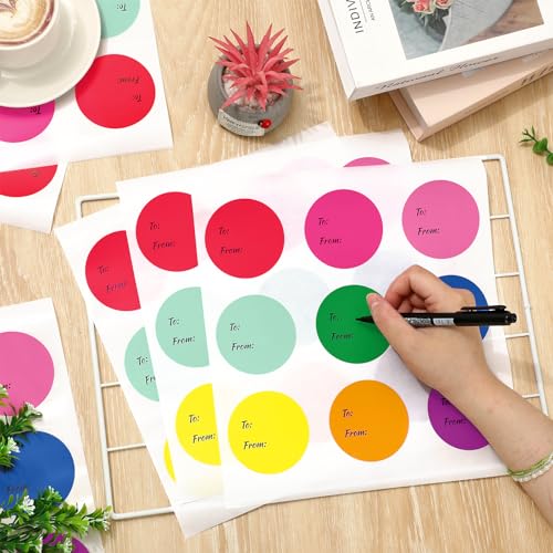 Whaline 315Pcs Rainbow Gift Tag Stickers 2.5 Inch Colorful Present Stickers to and from Self-Adhesive Blank Seal Labels for Gifts Party Favors Marking, 9 Colors - color: Rainbow