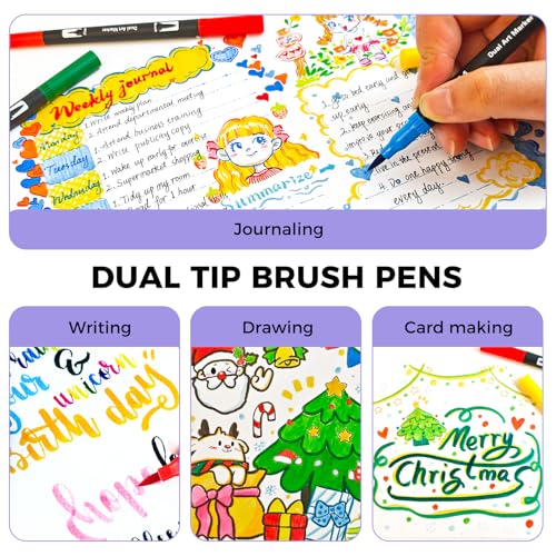Artecho 72 Colors Dual Tip Markers for Adult Coloring Books with Bag