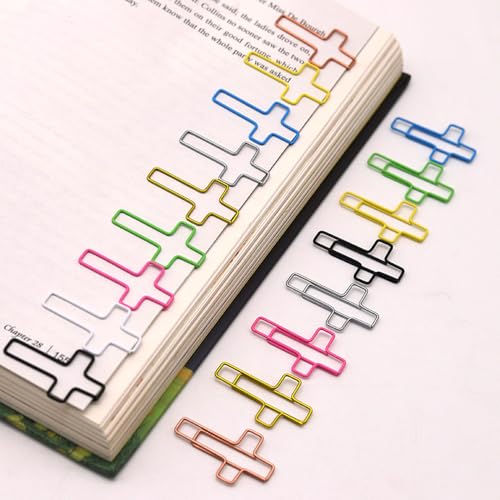 20 PCS Cross Paper Clips, Bookmark, Paper Clips for Bibles Study Supplies, Bible Study Kit Cute Binder Clip, Christian Gifts (Pink) - color: Pink