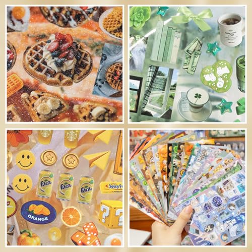 2pc Aesthetic Sticker Book: Dreamcore & Foodie Themes - 30 Matte, Glossy & Foil Sheets with Hard Cover for Journaling, Scrapbooking, Planner & DIY Crafts - color: 2 Pcs