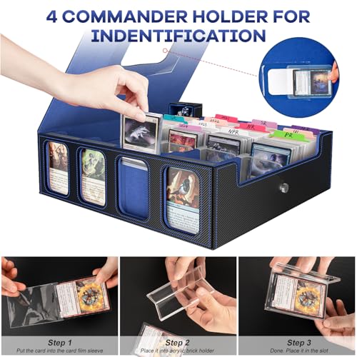 Gomyrod 4 Row 3200+ Trading Card Storage with Commander Display [US Patent] - color: Black/Blue, size: 3200+