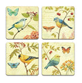 Bird and Butterfly Square Coaster Set - Made of Recycled Rubber - Set of 4 - color: Bird and Butterfly