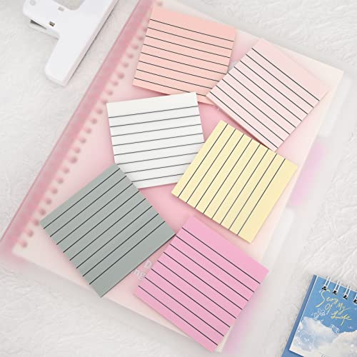 Temiary 6P Transparent Sticky Notes with Lines, Clear See Through Memo Pad - color: Morandi With Lines