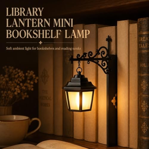 2PCS Library Lantern Decorative Bookshelf Lighting, Mini Bookshelf Lamp Mini Bookshelf Lamp Between Books for Hidden Display Portable Table Desk Luminaire for Home Library Study Reading Corner - color: Wizard+Classic