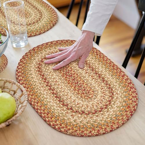 Homespice Harvest Braided Placemats for Country Decor, Oval 13x19 Set of 4 - color: Harvest