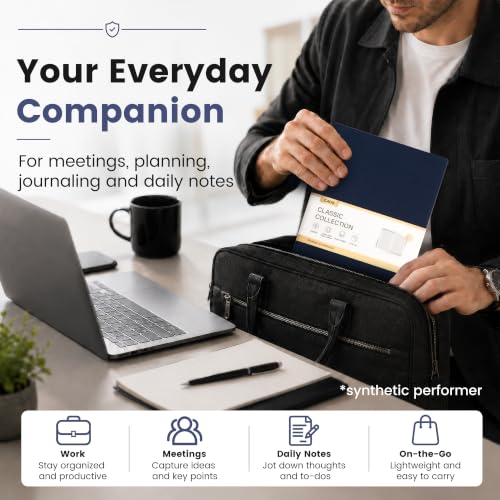 CAGIE College Ruled Journal for Men & Women, Softcover A5 Leather Notebook - color: Navy Blue, size: 1 Pack