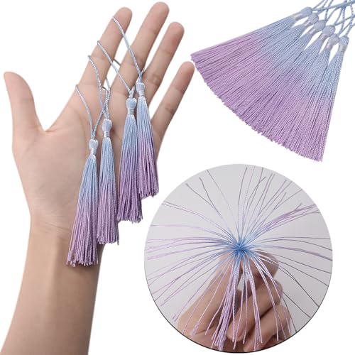 50Pcs 5 Inch Bulk Bookmark Tassel Kit for Graduation, Keychain(Blue Purple) - color: Blue&purple