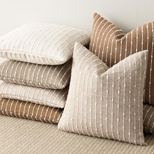 Foindtower Boho Striped Boucle Lumbar Throw Pillow Covers 12x20 Cream White - color: Cream White, size: 20" x 12" (Pack of 2)