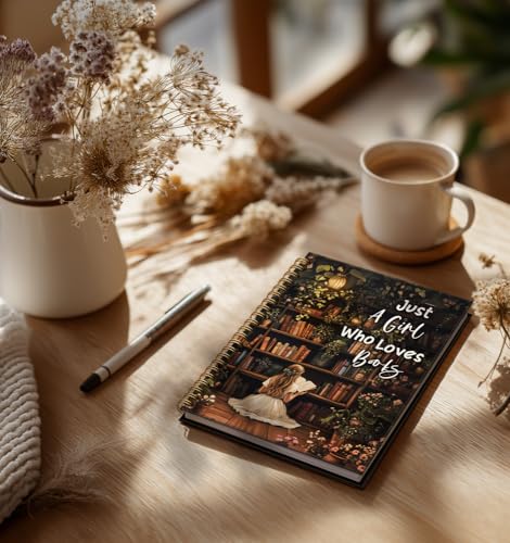 Notebooks for Books Lover-Vintage Flower Journal For Teen Girls,Reading Lover Gifts On Birthday Christmas,Just a girl College Ruled Lined Gold Spiral Bound Hardcover(Black),5.8"x8.3" - color: Just a girl