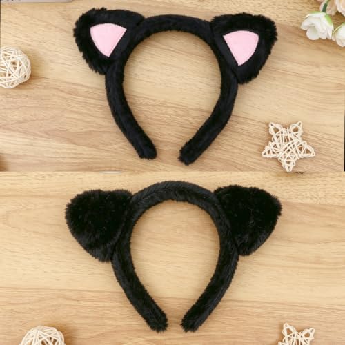 Black Cat Ears Headband Kitty Ears Cat Costume Headwear - color: Black Pink Cat