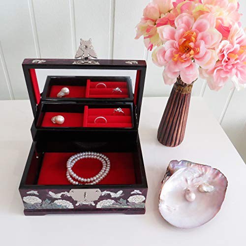 MADDesign Mother of Pearl Jewelry Box Multilevel Peacock Design - color: Purple