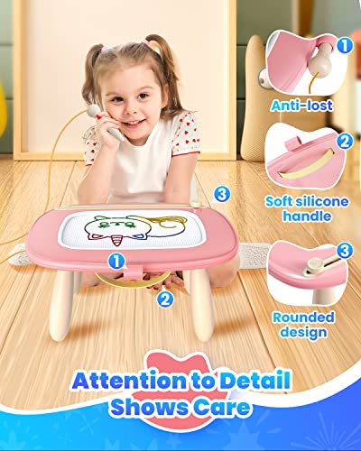 Seimome Magnetic Drawing Board, Toddler Girl Toys for 1-3 Year Old, Doodle Board Learning and Educational Kids Toys for 1 2 3 Year Old Baby Birthday GIF- Pink - color: Pink