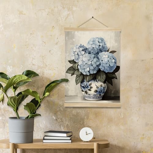 You found a duck Vintage Blue Hydrangea Poster Wall Art Decor,Retro Hydrangea Wall Art,Flower Linen Hanging Poster for Bedroom Living Room Office, Farmhouse18.5X14inch (HD015) - color: HD015