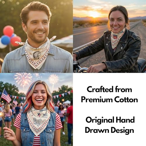 The Peacock Crew Premium Soft Cotton Bandanas Pack for Men and Women Paisley 22 x 22 inches - color: 3 Pack American Patriot