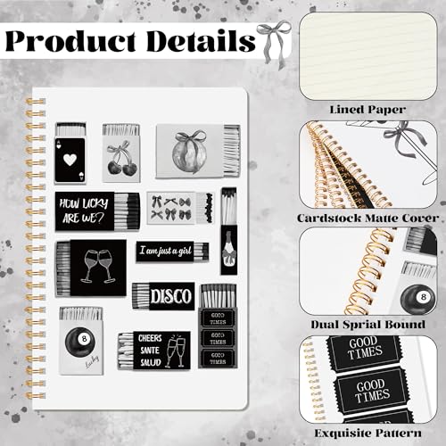CNhoqc Black Spiral Journal Notebook, 4 Pcs A5 Black Watercolor Coquette - color: 4-Pcs Black Bow-B