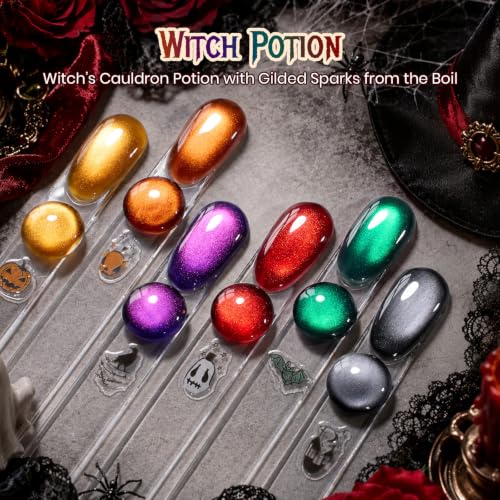 Beetles Halloween Box Cat Eye Gel Nail Polish Set, Witch Potion 6 Colors - color: A - Halloween Cat Eye | Witch Potion