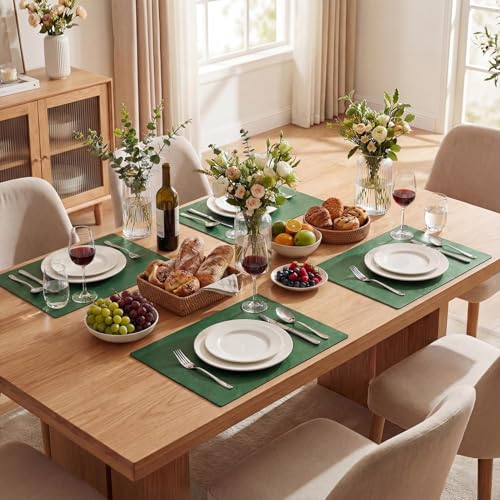 Artoid Mode Green Faux Leather Placemats Set of 4 - color: Green, size: 12" x 18", Rectangular Set of 4