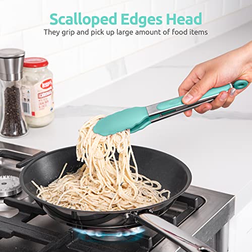 U-Taste Kitchen Tong for Cooking, 600ºF Heat-Resistant Silicon, 9"/Aqua Sky - color: Aqua Sky, size: 9 inch