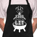 Rosoz Funny BBQ Black Chef Aprons for Men,Adjustable Kitchen Cooking Aprons - color: The Food Here is Lit