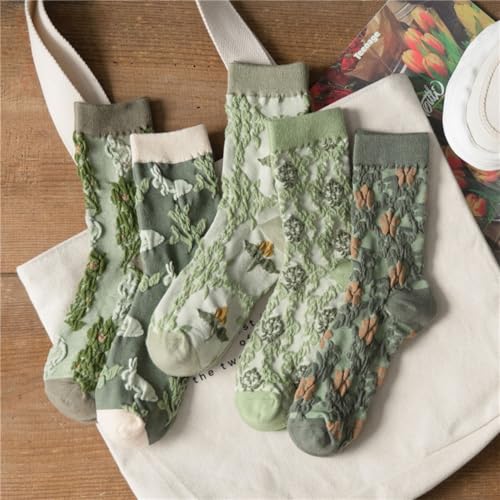 Lavish Lavender Argyle Frill Socks for Women, Dress Socks - color: 5pair-green