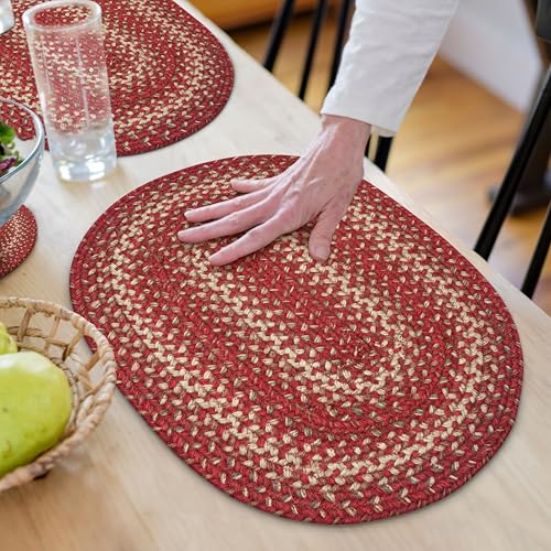 Homespice Apple Pie Jute Braided Placemats, Oval 13x19 Set of 4 - color: Apple Pie