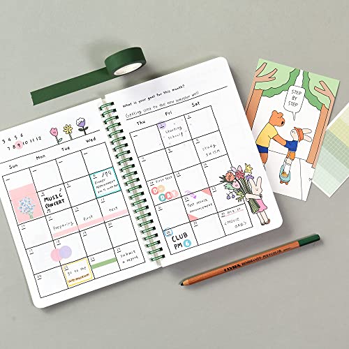 Monolike 2021 Happy and Lucky 4 Month A5 Ruled Academic Planner, Study Plan - color: Happy and Lucky - Reading