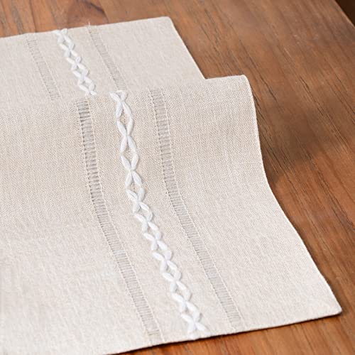 Wracra Cotton Linen Place Mats, Ivory Embroidered Placemats Set of 4 - color: Hemstitched Ivory, size: Placemats(Set of 4)