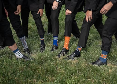 7BIGSTARS Men Cotton Patterned Crew Dress Socks 4-6 Pack, L 9-12 - color: 04a - Estate Blue, Light Blue (A46)