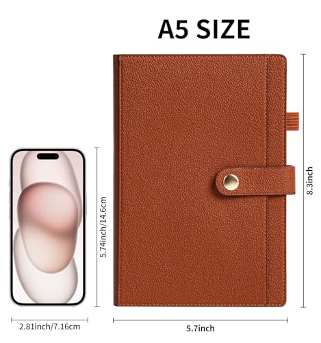 A5 Lined Journal Notebook for Women Men, Hardcover Journals for Writing, 320 Pages 100GSM Thick Paper, Daily Journal Notebook for Work, School, Note Taking, Business, Travel（Brown） - color: Brown