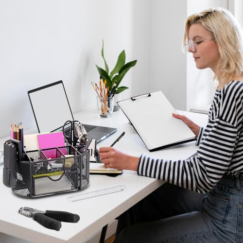 17 IN 1 Office Desk Organizer Set for Back to School Supplies Accessories - color: Black