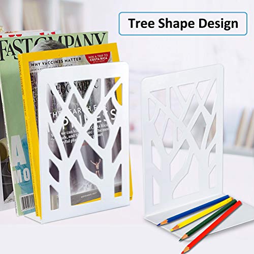 Book Ends, Bookends, Bookends for Shelves, Bookend, Book Ends for Heavy Books, White Metal Book Shelf Holder Home Decorative, Book Stoppers for Shelves, Bookend Supports 2 Pair - size: White-2 Pair