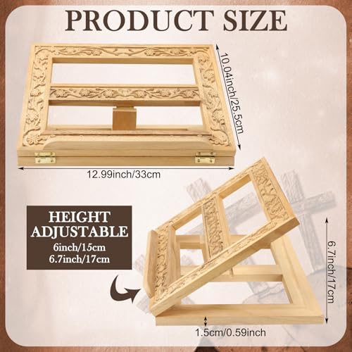 DoubleFill Adjustable Wooden Bible Stand Carved Folding Holder,Light Brown - color: Light Brown