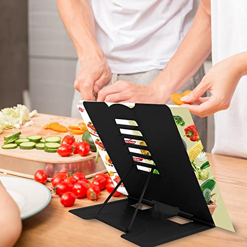 Camelmother Metal Book Holder Adjustable Book Stand for Reading - color: Full Black