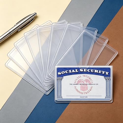 10 Pack Horizontal Waterproof PVC Social Security Card Holder Sleeves 3.82" x 2.32", Clear Protectors for ID, Credit, Insurance Cards, Flexible Covers Resist Dust & Moisture