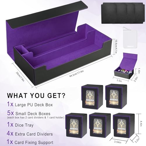 Card Deck Box for MTG Commander, Large 6 in 1 Card Display Deck Case - color: Black & Purple, size: 6 Boxes Set