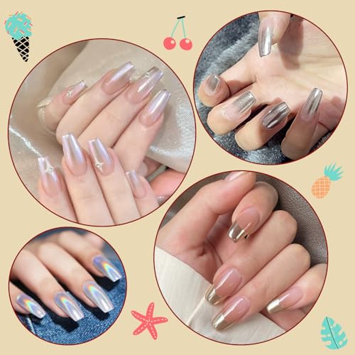 Artdone 16 Jars Chrome Nail Powder Nail Art Fimo 1g/Jar White Pearl - color: 16 Jars White Pearl