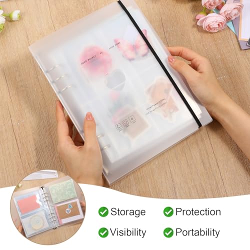 2 Pcs A5 Sticker Storage Album, Reusable Sticker Organizer Binder, A5 Photocard Holder Binder Book, Stickers Organization Collecting Book with 3 Different Sized Pockets