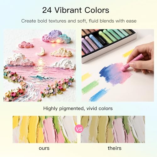 rubens 57 PCS Macaron Soft Oil Pastels Kit for Beginner Drawing - color: 24 Macaron Colors Set